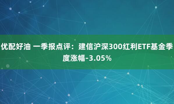 优配好油 一季报点评：建信沪深300红利ETF基金季度涨幅-3.05%